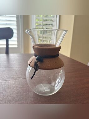 Vtg Bodum #157 Pour Over Replacement Carafe Glass Coffee Maker Pot W Cork Band